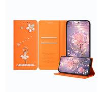 JZ Ballet Rhinestone Wallet Caso per Honor Magic6 Lite / X9b 5G, Ballerina di lusso Glitter Design con fiore di perla | Cuoio PU copertura di chiusura magnetica con slot per carte - Orange