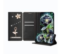 JZ Ballet Rhinestone Wallet Caso per OnePlus Nord CE 4 Lite 5G, Ballerina di lusso Glitter Design con fiore di perla | Cuoio PU copertura di chiusura magnetica con slot per carte - Black
