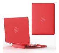 JZ Colore Solido Frosting a Guscio Duro Caso per MacBook PRO 13 with M1/M2/Touch ID (A2338/A2289/A2251/A2159/A1706/A1708/A1989) con Staffa Pieghevole Laptop Case - Red