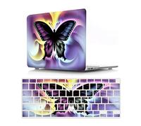 JZ Colored Butterfly Custodia Compatibile con MacBook Air 13 Old Release A1369 A1466 Copertura Protettiva Snap-On Hard Shell con Copertura Tastiera- F