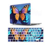 JZ Colored Butterfly Custodia Compatibile con MacBook PRO 13 M1/M Thunderbolt 3 Ports A2338/A2289/A2251/A2159/A1706/A1708/A1989 Copertura Protettiva Snap-On Hard Shell con Copertura Tastiera- H