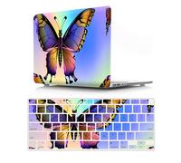 JZ Colored Butterfly Custodia Compatibile con MacBook PRO 13 M1/M Thunderbolt 3 Ports A2338/A2289/A2251/A2159/A1706/A1708/A1989 Copertura Protettiva Snap-On Hard Shell con Copertura Tastiera- E