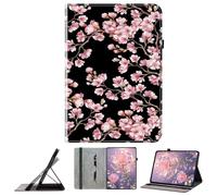JZ Crystal Pattern Painted PU Leather Wallet Caso per Amazon Fire HD 10 (7th 2017/9th 2019) Protective Cover with Stand - Plum Blossom