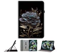 JZ Crystal Pattern Painted PU Leather Wallet Caso per Lenovo Tab P11 / P11 Plus 2021 11 inch Protective Cover with Stand - Black Rose