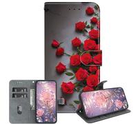 JZ Crystal Texture Caso per Honor Magic6 Lite / X9b 5G, Copertina del portafoglio in pelle PU verniciata fatta a mano con slot per carte e stand - Red Rose