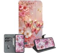 JZ Crystal Texture Caso per Honor Magic6 Pro 5G, Copertina del portafoglio in pelle PU verniciata fatta a mano con slot per carte e stand - Lantern Butterfly