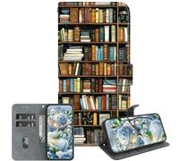 JZ Crystal Texture Caso per Moto G9 Play / E7 Plus, Copertina del portafoglio in pelle PU verniciata fatta a mano con slot per carte e stand - Bookshelf