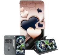 JZ Crystal Texture Caso per RedMi 9A/9i/9AT, Copertina del portafoglio in pelle PU verniciata fatta a mano con slot per carte e stand - Love