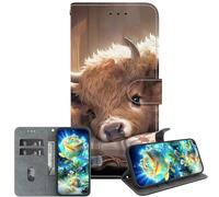 JZ Crystal Texture Caso per Xiaomi Poco C50 / C51 / RedMi A1 Plus / A2 Plus, Copertina del portafoglio in pelle PU verniciata fatta a mano con slot per carte e stand - Cattle