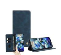 JZ Cuoio PU ultrasottile portefeuille Cas pour Motorola Edge 50 Pro con scheda finestra, blocco RFID, supporto a colpo e chiusura magnetica - Dark Blue