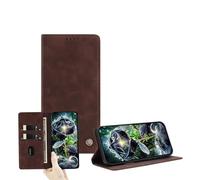 JZ Cuoio PU ultrasottile portefeuille Cas pour Motorola Edge 70 con scheda finestra, blocco RFID, supporto a colpo e chiusura magnetica - Brown