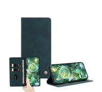 JZ Cuoio PU ultrasottile portefeuille Cas pour OnePlus Nord 2T con scheda finestra, blocco RFID, supporto a colpo e chiusura magnetica - Dark Green