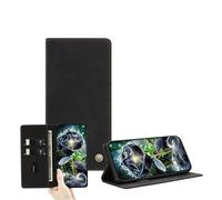 JZ Cuoio PU ultrasottile portefeuille Cas pour RedMi 9A/9i/9AT con scheda finestra, blocco RFID, supporto a colpo e chiusura magnetica - Black