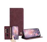 JZ Cuoio PU ultrasottile portefeuille Cas pour RedMi Note 11/11S/12S con scheda finestra, blocco RFID, supporto a colpo e chiusura magnetica - Red
