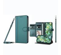 JZ Custodia a portafoglio per HMD Pulse/Plus/Pro, con 9 scomparti per carte di credito e finestra per foto, custodia a portafoglio in pelle di alta qualità con cavalletto, cordino regolabile e