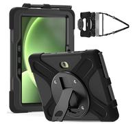 JZ Custodia in Silicone per for Samsung Galaxy Tab Active5 Pro / Active4 Pro/Active Pro 10.1 Con supporto girevole a 360°, montaggio VESA compatibile, tracolla e proteggi schermo - Black