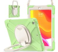 JZ Custodia Per iPad 10.2 in 2019 2020 2021 (7th,8th,9th), antiurto resistente Heavy Duty con supporto rotante 360°,impugnatura e tracolla - Matcha Green