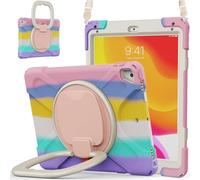 JZ Custodia Per iPad 5th/6th / Pro 9.7 / Air 2, antiurto resistente Heavy Duty con supporto rotante 360°,impugnatura e tracolla - Rose Red&Blue