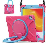 JZ Custodia Per iPad 5th/6th / Pro 9.7 / Air 2, antiurto resistente Heavy Duty con supporto rotante 360°,impugnatura e tracolla - Rose Red&Blue