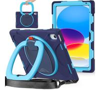 JZ Custodia Per iPad (A16) 11th/10th Gen 2025/2022, antiurto resistente Heavy Duty con supporto rotante 360°,impugnatura e tracolla - Nary Blue&Blue