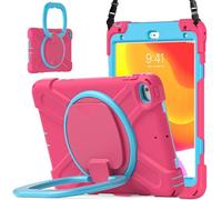 JZ Custodia Per iPad Mini 4/5, antiurto resistente Heavy Duty con supporto rotante 360°,impugnatura e tracolla - Rose Red&Blue