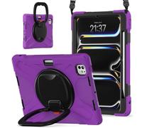 JZ Custodia Per iPad Pro 11 (M5/M4), antiurto resistente Heavy Duty con supporto rotante 360°,impugnatura e tracolla - Purple