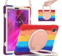 JZ Custodia Per Lenovo Tab M10 Plus 2020 / K10 2021 10.3 inch, antiurto resistente Heavy Duty con supporto rotante 360°,impugnatura e tracolla - Colourful Red