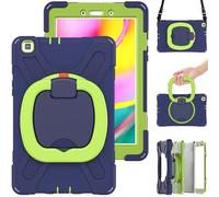 JZ Custodia Per Samsung Galaxy Tab A (8.0 inch) 2019 T290/T295, antiurto resistente Heavy Duty con supporto rotante 360°,impugnatura e tracolla - Nary Blue&Lime