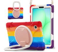 JZ Custodia Per Samsung Galaxy Tab A11 8.7", antiurto resistente Heavy Duty con supporto rotante 360°,impugnatura e tracolla - Colourful Red