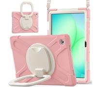 JZ Custodia Per Samsung Galaxy Tab A11+ Plus 11", antiurto resistente Heavy Duty con supporto rotante 360°,impugnatura e tracolla - Pink