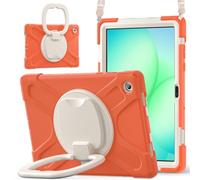 JZ Custodia Per Samsung Galaxy Tab A11+ Plus 11", antiurto resistente Heavy Duty con supporto rotante 360°,impugnatura e tracolla - Coral Orange