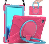JZ Custodia Per Samsung Galaxy Tab A7 (10.4 inch), antiurto resistente Heavy Duty con supporto rotante 360°,impugnatura e tracolla - Rose Red&Blue
