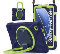 JZ Custodia Per Samsung Galaxy Tab A9, antiurto resistente Heavy Duty con supporto rotante 360°,impugnatura e tracolla - Nary Blue&Lime
