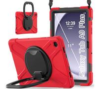 JZ Custodia Per Samsung Galaxy Tab A9+ Plus (11 inch), antiurto resistente Heavy Duty con supporto rotante 360°,impugnatura e tracolla - Red