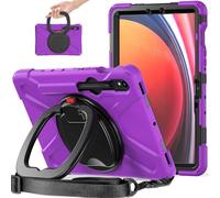 JZ Custodia Per Samsung Galaxy Tab S10 Lite / S10 FE / S9 FE / S9 / S8 / S7 (11 inch), antiurto resistente Heavy Duty con supporto rotante 360°,impugnatura e tracolla - Purple