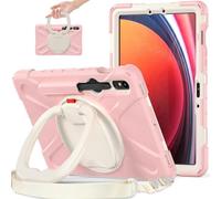 JZ Custodia Per Samsung Galaxy Tab S10 Lite / S10 FE / S9 FE / S9 / S8 / S7 (11 inch), antiurto resistente Heavy Duty con supporto rotante 360°,impugnatura e tracolla - Pink