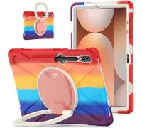 JZ Custodia Per Samsung Galaxy Tab S10+ / S9FE+ / S9+ / S8+ / S7+ / S7 FE (12.4 inch), antiurto resistente Heavy Duty con supporto rotante 360°,impugnatura e tracolla - Colourful Red