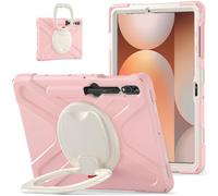 JZ Custodia Per Samsung Galaxy Tab S10+ / S9FE+ / S9+ / S8+ / S7+ / S7 FE (12.4 inch), antiurto resistente Heavy Duty con supporto rotante 360°,impugnatura e tracolla - Pink