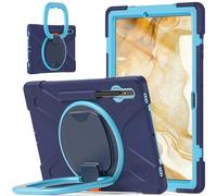 JZ Custodia Per Samsung Galaxy Tab S10+ / S9FE+ / S9+ / S8+ / S7+ / S7 FE (12.4 inch), antiurto resistente Heavy Duty con supporto rotante 360°,impugnatura e tracolla - Nary Blue&Blue