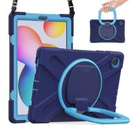 JZ Custodia Per Samsung Galaxy Tab S6 Lite (10.4 inch), antiurto resistente Heavy Duty con supporto rotante 360°,impugnatura e tracolla - Nary Blue&Blue