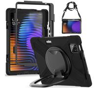 JZ Custodia per Xiaomi Pad 8/8 Pro/7/7 Pro/Poco Pad X1, resistente agli urti, robusta copertura con supporto rotante a 360°, impugnatura e tracolla, colore nero