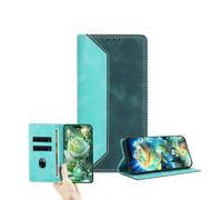 JZ Dual-Tone Flip portefeuille Cas pour Honor Magic5 Pro 5G,RFID Bloccare copertura in cuoio PU con carta finestra & supporto funzione - Green&Dark Green