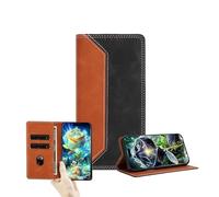 JZ Dual-Tone Flip portefeuille Cas pour Xiaomi Poco M6 Pro 4G / RedMi Note 13 Pro 4G / Note 14S 4G,RFID Bloccare copertura in cuoio PU con carta finestra & supporto funzione - Brown&Black