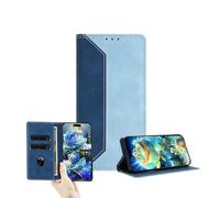 JZ Dual-Tone Flip portefeuille Cas pour Xiaomi Poco M7 5G / C75 / RedMi 14C/14R 5G/A3 Pro/A4 5G,RFID Bloccare copertura in cuoio PU con carta finestra & supporto funzione - Dark Blue&Blue
