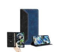JZ Dual-Tone Flip portefeuille Cas pour Xiaomi Poco M7 5G / C75 / RedMi 14C/14R 5G/A3 Pro/A4 5G,RFID Bloccare copertura in cuoio PU con carta finestra & supporto funzione - Black&Dark Blue