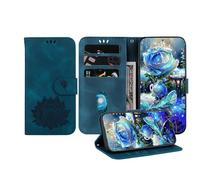 JZ Embossed Lotus Leather Wallet Cover per Honor X7b / 90 Smart/Play 50 Plus Caso Con Portacarta & Kickstand - Blue