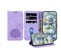 JZ Embossed Lotus Leather Wallet Cover per Xiaomi Poco C50 / C51 / RedMi A1 Plus / A2 Plus Caso Con Portacarta & Kickstand - Violet