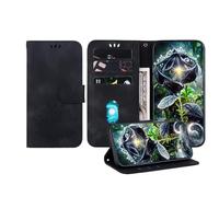 JZ Embossed Lotus Leather Wallet Cover per Xiaomi Poco M4 / M5 / RedMi 10 / Note 11R/11E Caso Con Portacarta & Kickstand - Black