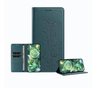 JZ Engraved Playful Cat Design Caso per OnePlus 13 5G Case [Custodia del portafoglio in pelle PU] [Blocco RFID] [Carica wireless compatibile] - Malachite Green