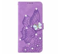 JZ Galaxy A21s Diamond Retro Butterfly Custodia Flower Wallet Flip Cover for per Samsung Galaxy A21s - Purple